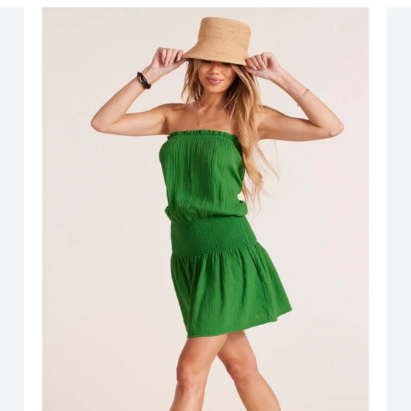 💚 Bobi Smocked Tube Dress in Grass Green – Size Medium – NWT 💚 - Picture 3 of 5